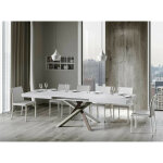 Table extensible 6 � 20 personnes fr�ne blanc et pieds entrelac�s 4 couleurs l 160 � 420 cm artemis