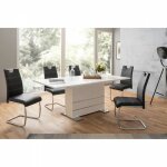 Table extensible 6 - 8 personnes - rectangulaire - panneaux de particules - mantova - blanc et alu - ...