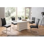 Table extensible 6 - 8 personnes - rectangulaire - panneaux de particules - mantova - blanc et alu - ...