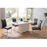 Table extensible 6 - 8 personnes - rectangulaire - panneaux de particules - mantova - blanc et alu - ...