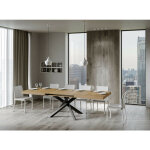 Les tendances ? table extensible 8 � 14 personnes en ch�ne naturel ? pieds entrelac�s anthracite ? longueur ...