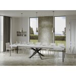Table extensible 8 � 20 personnes blanche et pieds entrelac�s anthracite l 180 � 440 cm artemis