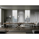 Table extensible 8 � 20 personnes bois fonc� et pieds entrelac�s 4 couleurs l 180 � 440 cm artemis