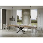 Table extensible 8 � 20 personnes bois fonc� et pieds entrelac�s anthracite l 180 � 440 cm artemis