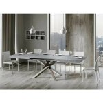 Table extensible 8 � 20 personnes gris cendr� et pieds entrelac�s 4 couleurs l 180 � 440 cm artemis
