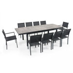 Table extensible 8 chaises et 2 fauteuils en aluminium et c�ramique - tivoli