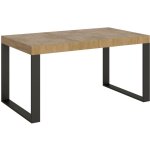 Table extensible 90x160 / 420 cm tecno quercia natura structure anthracite