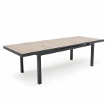 Table extensible aluminium et c�ramique imitation bois - tivoli