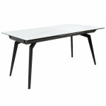 Meubletmoi - table extensible céramique blanc 160 / 210 cm et métal noir - camilia Meubletmoi - table extensible céramique blanc 160 / 210 cm et métal noir - camilia