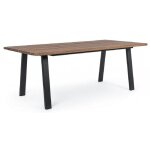 Table d?extérieur 200x100 cm bois d?acacia et pieds en acier laqué anthracite - licata Table d?extérieur 200x100 cm bois d?acacia et pieds en acier laqué anthracite - licata