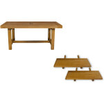 Table de ferme en chêne moyen massif + 2 allonges l180 / 280 - la bresse Table de ferme en chêne moyen massif + 2 allonges l180 / 280 - la bresse