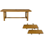 Hellin - table de ferme en chêne moyen massif + 2 allonges l220 / 320 - la bresse Hellin - table de ferme en chêne moyen massif + 2 allonges l220 / 320 - la bresse