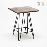Table haute 60x60 industrielle pour tabouret de bar m�tal acier bois bolt - marron