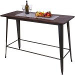 Table haute de bar hwc - h10, design industriel, bois d'orme, standards fsc, 106x147x60 cm, vintage noir ... Table haute de bar hwc - h10, design industriel, bois d'orme, standards fsc, 106x147x60 cm, vintage noir ...