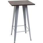 Table haute hwc - a73 avec plateau en bois, table de bar, design industriel en m�tal 107x60x60cm - gris ...