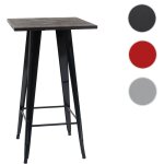Table haute hwc - a73 avec plateau en bois, table de bar, design industriel en mtal 107x60x60cm - rouge ...