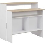 Helloshop26 - table haute mange debout bar bistrot avec 2 dessus de table blanc 130 cm