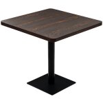 Table haute mange debout bar bistrot mdf et acier carr 80 x 80 cm frne fonc marron
