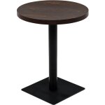 Table haute mange debout bar bistrot mdf et acier rond 60 cm frne fonc marron