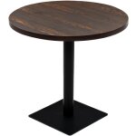 Table haute mange debout bar bistrot mdf et acier rond 80 cm frne fonc marron
