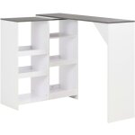 Helloshop26 - table haute mange debout bar bistrot avec tablette amovible blanc 138 cm