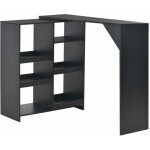 Helloshop26 ? table haute mange debout bar bistrot noir 138 x 40 x 120 cm ? tablette amovible ? panneau ...