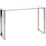 Pegane - table haute en verre tremp transparent - 120 x 40 x 78 cm