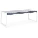 Beliani - table de jardin 210 x 90 cm avec plateau en verre gris et pieds en aluminium blanc au design ...