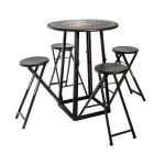 Table de jardin & 4 chaises  to paris  77cm noir