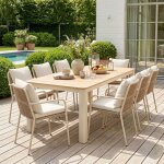 Table de jardin aluminium 8 places beige - edera