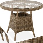 Tectake - table de jardin en aluminium avec plateau verre 91x73, 5cm -