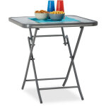 Relaxdays - table de jardin balcon en verre struk table � manger anthracite 70 x 70 cm carr�, gris