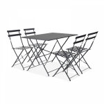 Oviala - table de jardin bistrot et 4 chaises pliantes en acier gris