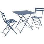 Sweeek - table de jardin bistrot pliante métal + 2 assises bleu grisé 70 x 70cm, acier thermolaqué Sweeek - table de jardin bistrot pliante métal + 2 assises bleu grisé 70 x 70cm, acier thermolaqué
