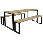 Table de jardin en bois et m�tal avec bancs blakea
