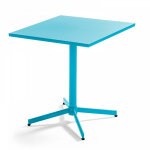 Oviala - table de jardin carre bistro inclinable en acier bleu - palavas