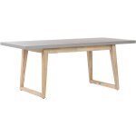 Table de jardin conviviale tendance rustique gris en fibre - ciment et bois d'acacia 180 x 90 cm pour ...
