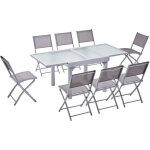 Table de jardin extensible 8 places et 8 chaises molvina