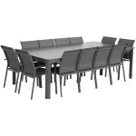 Table de jardin extensible aluminium + 12 assises anthracite - karo / buffalo