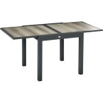 Table de jardin extensible, aluminium r�sistant, plateau imitation bois, facile d'entretien, dimensions ...