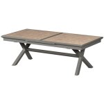 Hesperide - table de jardin extensible axiome effet bois honey & praline 12 places en aluminium trait� ...