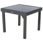 Hesperide - table de jardin extensible piazza anthracite & graphite 8 places en aluminium trait poxy ...