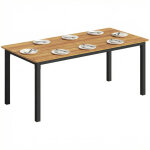 Table de jardin - outsunny - 6 � 8 personnes - rectangulaire - plateau � lattes - acier et bois massif ...