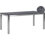 Beliani - table de jardin  plateau triple en granit 180 x 90 cm noir et argent grosseto