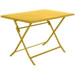 Hesperide - table de jardin pliante rectangulaire greensboro jaune moutarde 4 places en acier trait ...