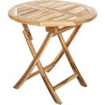 Primematik - table de jardin pliante ronde 80 cm en bois de teck certifi�