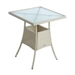Estexo - table de jardin en polyrotin avec plateau en verre 60 x 60 x 73 cm beige Estexo - table de jardin en polyrotin avec plateau en verre 60 x 60 x 73 cm beige