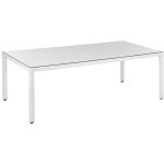 Beliani - table de jardin en polyrotin et verre 220 x 100 cm blanc résistant aux uv italy Beliani - table de jardin en polyrotin et verre 220 x 100 cm blanc résistant aux uv italy