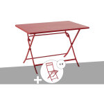 Table de jardin rectangle greensboro 110 x 70 cm groseille + 4 chaises - hesp�ride