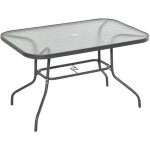Table de jardin rectangulaire dim. 120l x 80l x 70h cm m�tal �poxy gris plateau verre tremp�